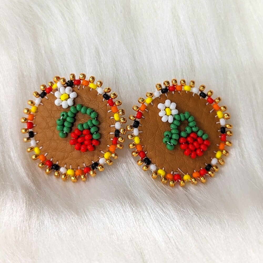 Beading on Faux Leather - Strawberry